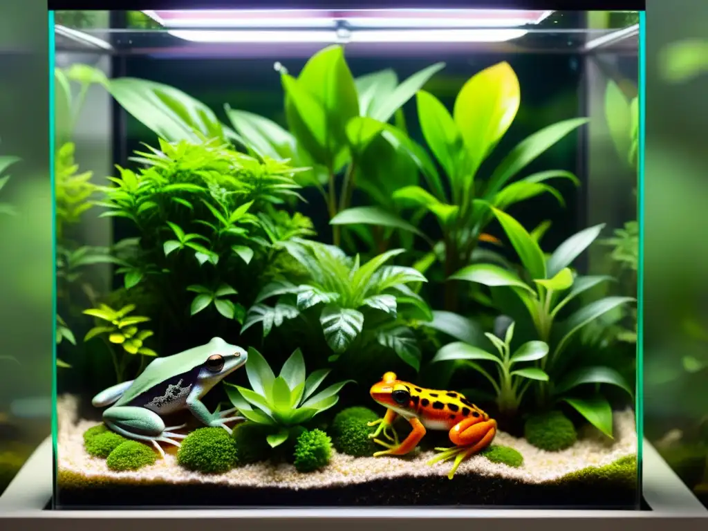 Un terrario exuberante y vibrante, ideal para criar anfibios