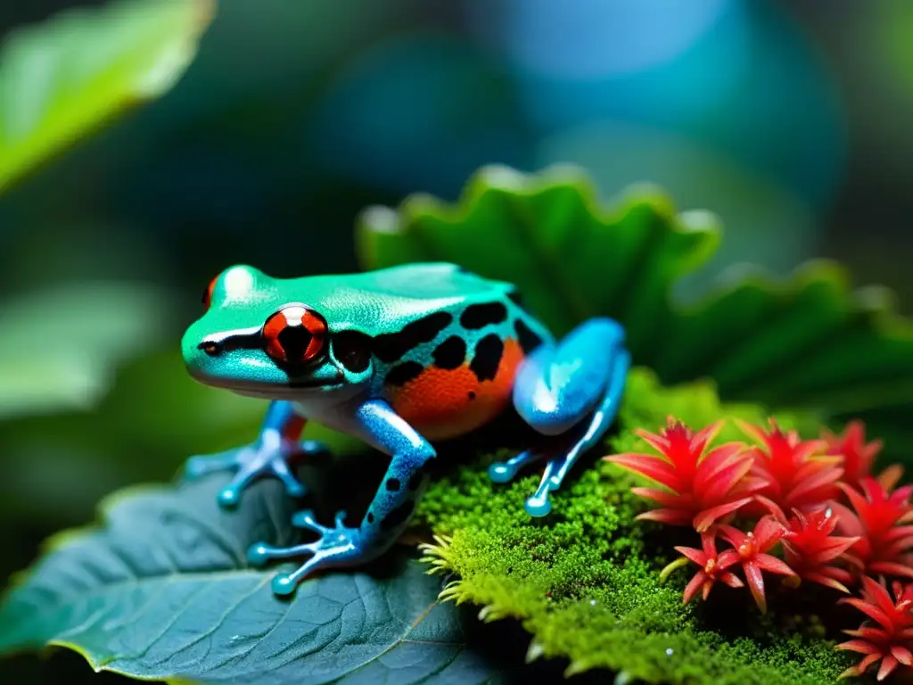 Un terrario tropical exuberante con ranita venenosa enriquecimiento ambiental para anfibios