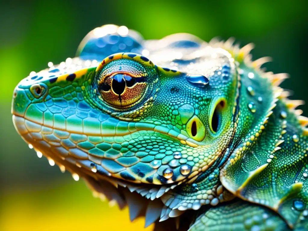 Textura húmeda y brillante de la piel de un reptil en su hábitat natural