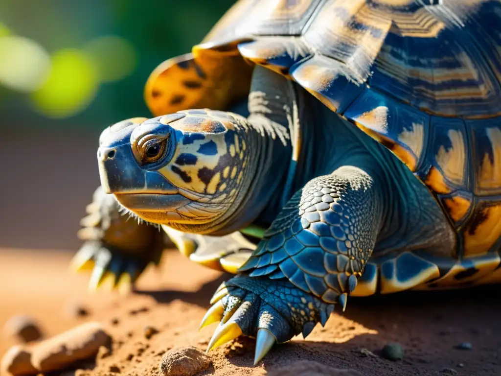 Una tortuga disfruta de los beneficios de la luz solar, mostrando sus detalles y colores en un entorno vibrante