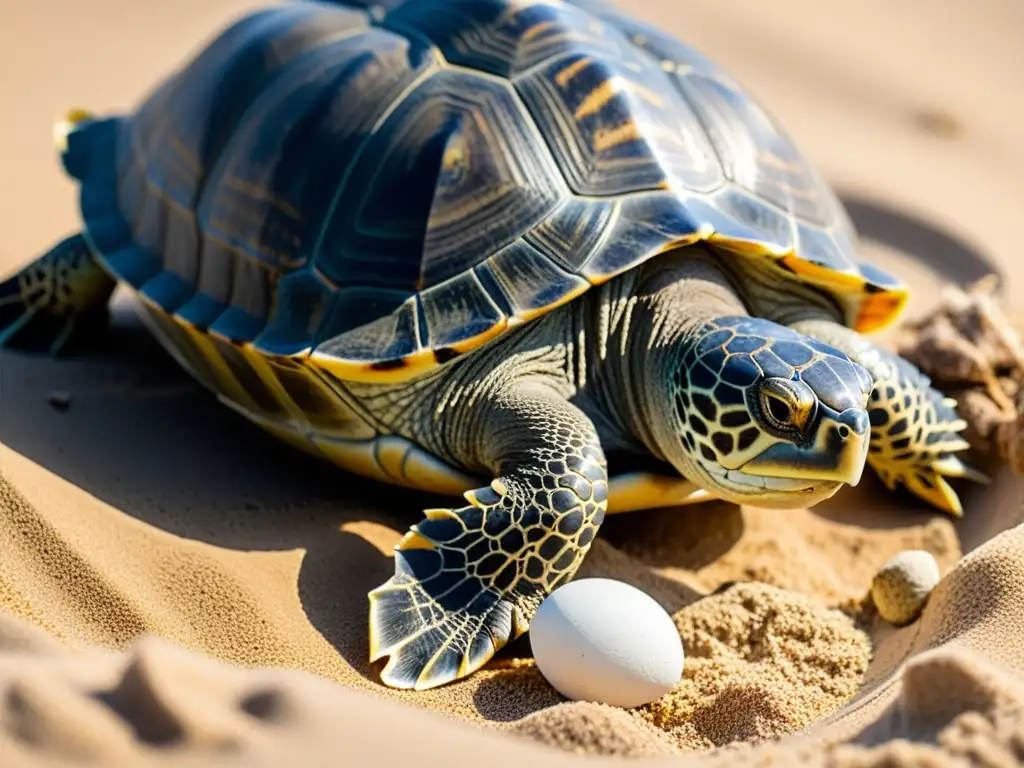 Una tortuga hembra pone sus huevos en la arena con determinación, capturando la belleza natural de la reproducción de tortugas en cautiverio