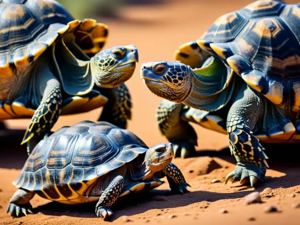 Comunicación ritual de tortugas: detallado y fascinante Dos tortugas en un complejo ritual de comunicación en su hábitat natural