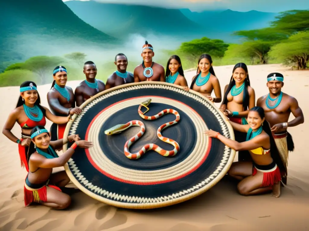 Una tribu indígena ejecuta la danza de la serpiente en un ritual, mostrando la relación entre serpientes y humanos en su cultura