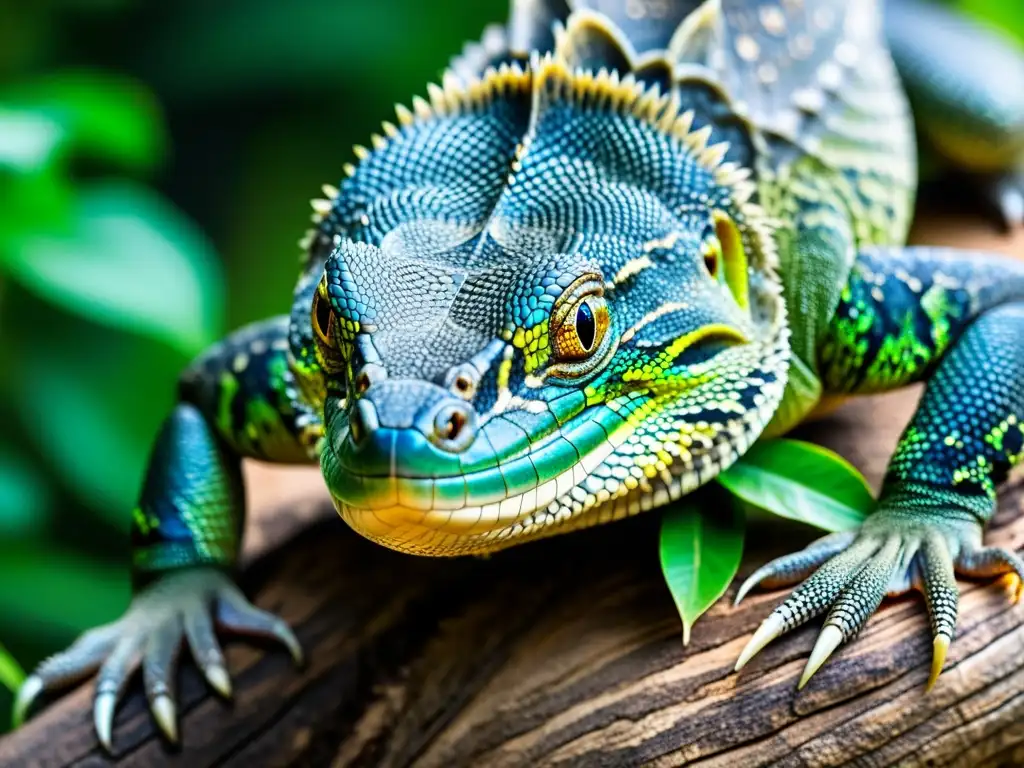 Un varano monitor en su hábitat natural, con escamas detalladas y mirada alerta