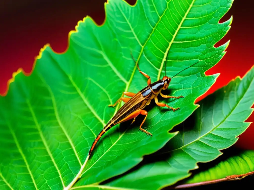 Una variedad de insectos vibrantes sobre hojas verdes, alimentación completa lagarto insectos