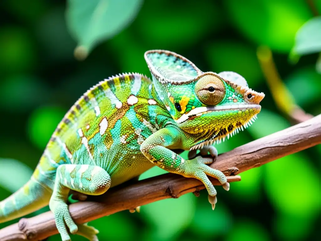 Un camaleón verde vibrante en su hábitat natural