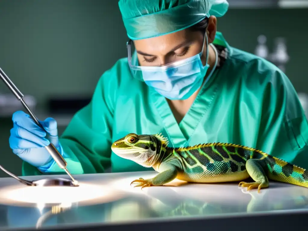 Veterinario realiza intervención quirúrgica en reptil con problemas de reproducción