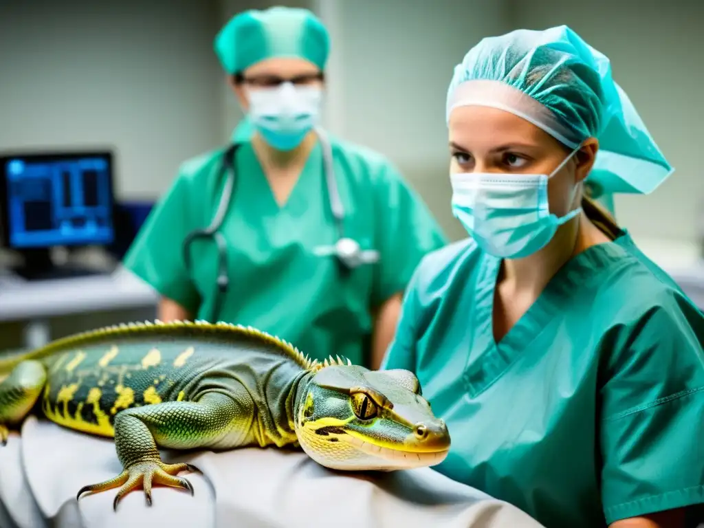 Veterinario realiza cesárea en reptil con precisión y dedicación