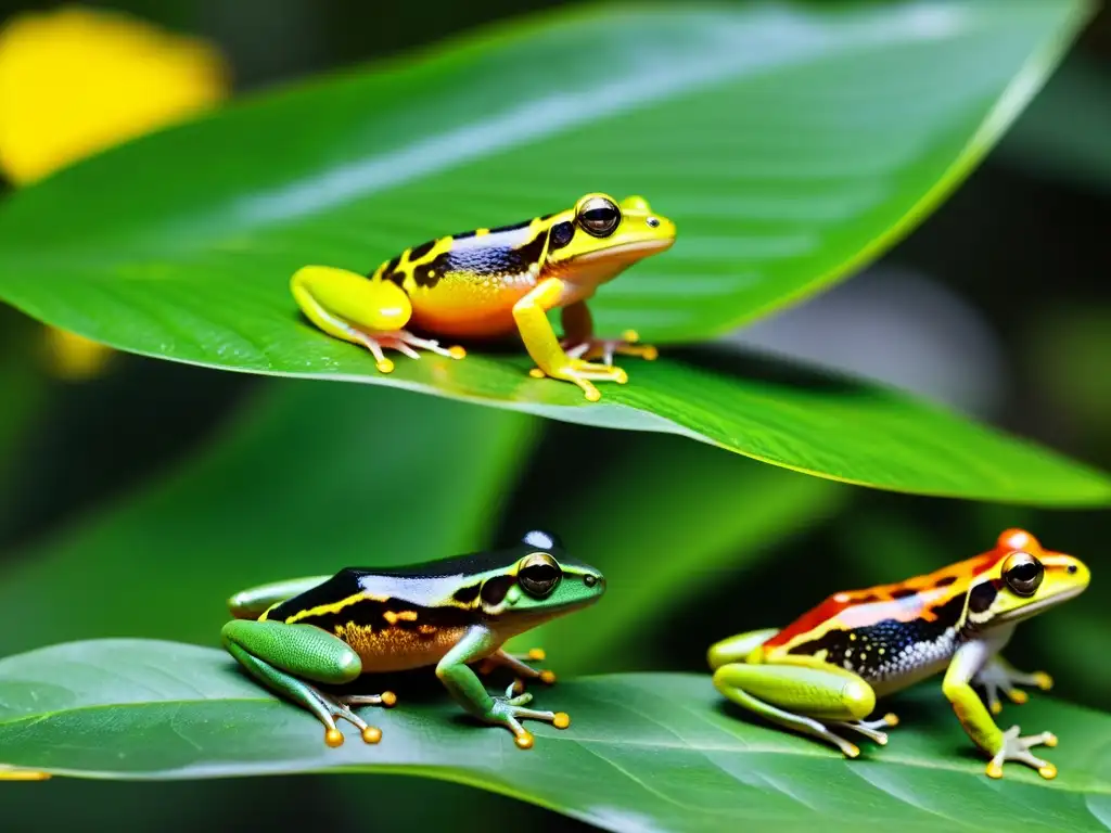 Un vibrante grupo de anfibios migrando a través de la exuberante selva en una imagen de alta definición