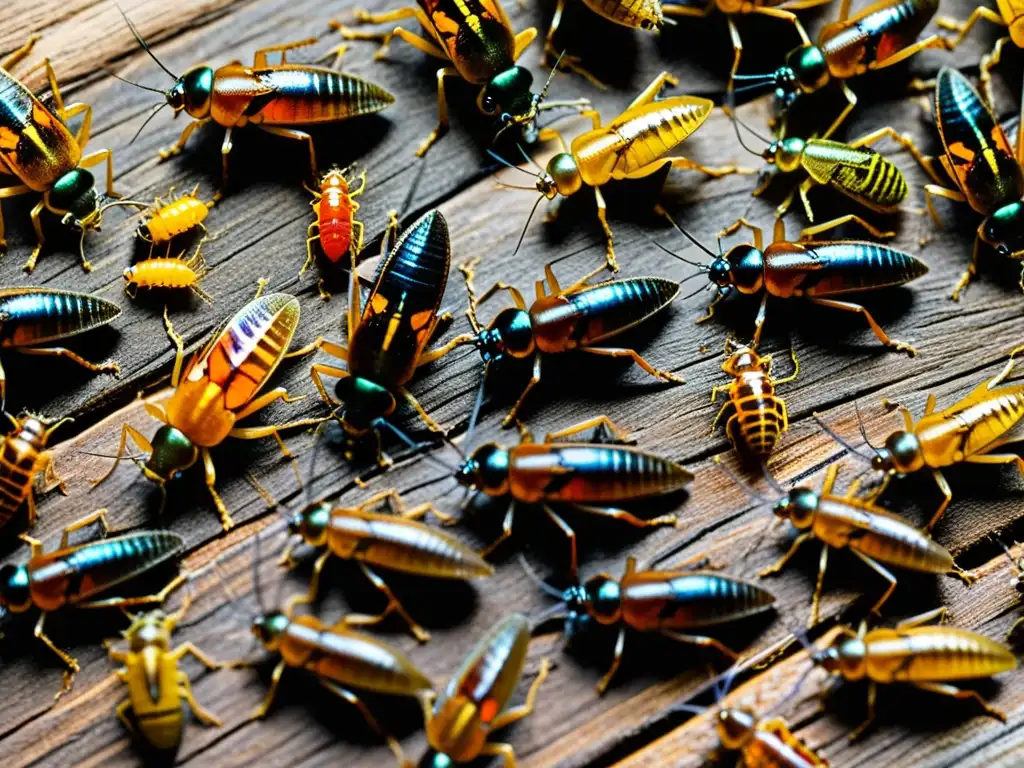 Vibrante imagen de insectos para alimentación de reptiles