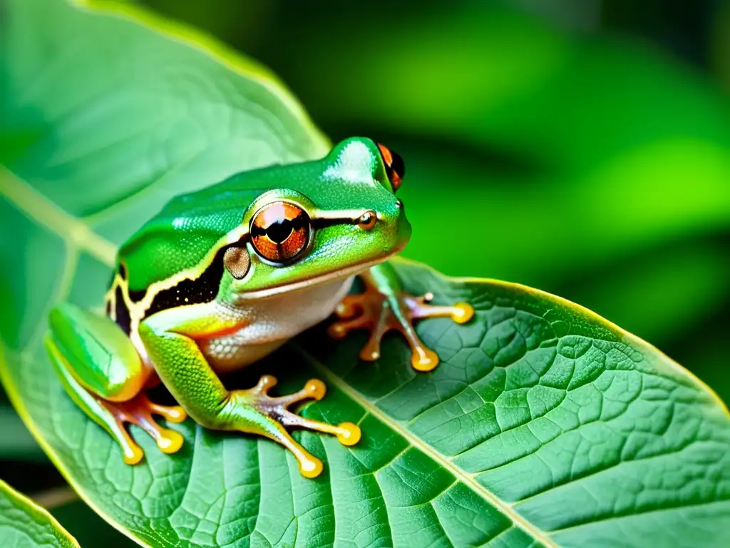 Vibrante rana arbórea en selva tropical