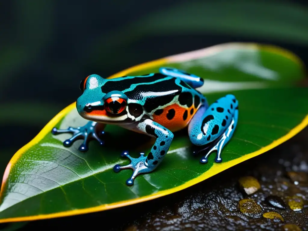 Vibrante rana venenosa en vida nocturna anfibios visión nocturna