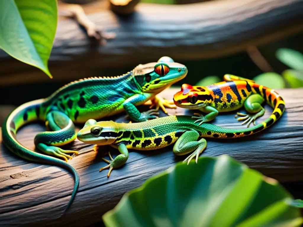 Vibrante fotografía de reptiles y anfibios en su hábitat natural, destacando la identificación especies reptiles anfibios fotografía