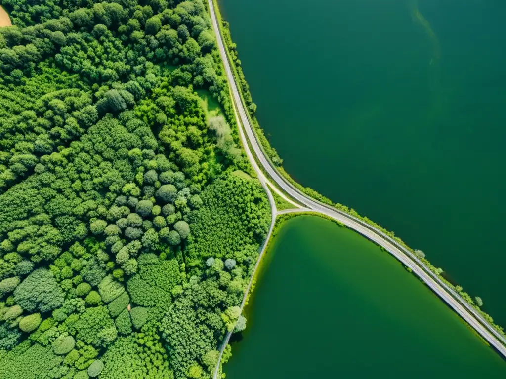 Vista aérea de paisaje fragmentado con vegetación exuberante y áreas urbanas