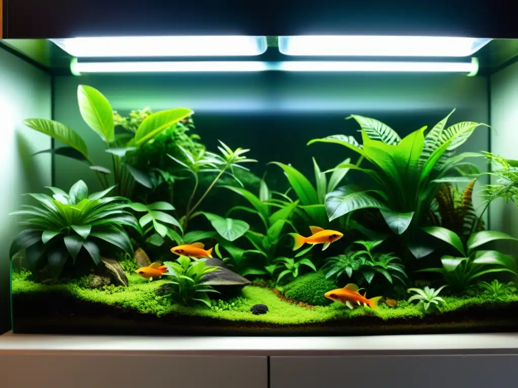 Vivario exuberante con reptiles en su hábitat natural, crear ambiente perfecto terrario reptiles